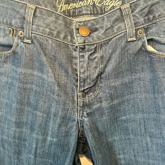 American Eagle Jeans 77 Straight 12R Regular 12 Medium Wash Mid Rise Blue Denim - Picture 4 of 7